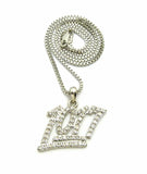 Iced Out Mini Number 1017 Pendant & 24" Box, Cuban, Rope Chain Hip Hop Necklace
