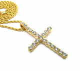 Iced Out Fashion CZ Cross Pendant & 24" BOX, CUBAN, ROPE Chain Hip Hop Necklace