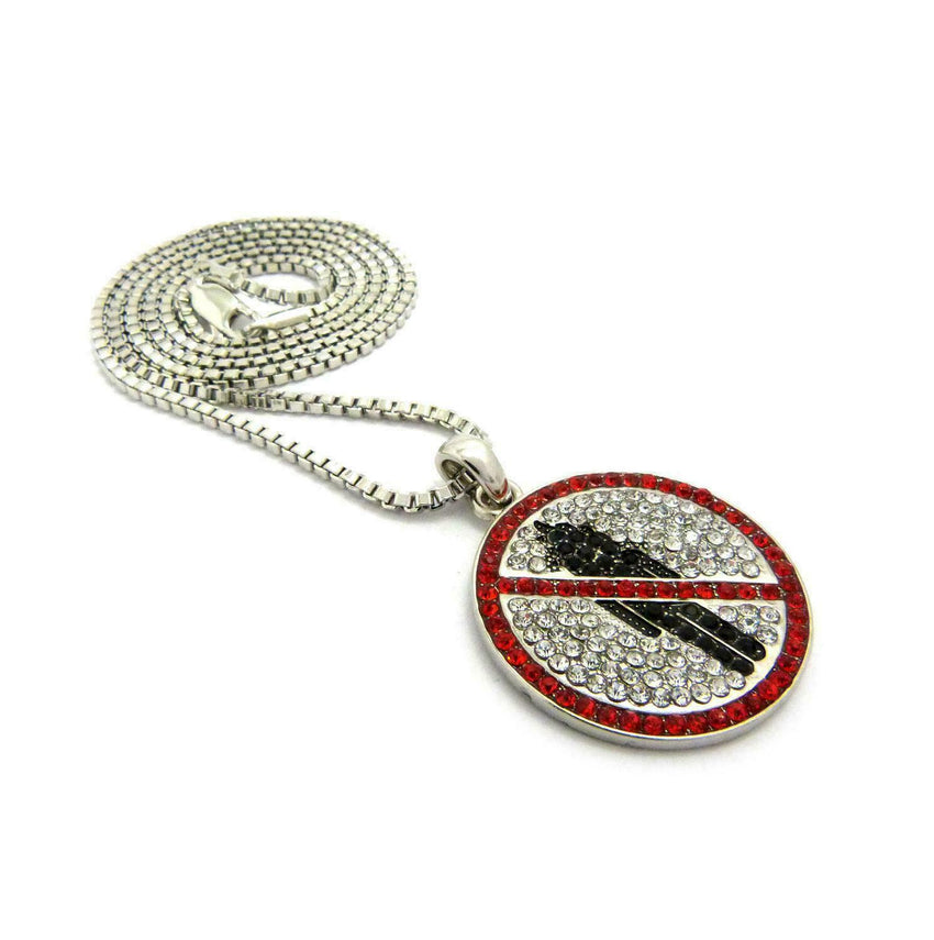 New Hip Hop Iced Out Travis Scott Rodeo Pendant & 2mm 24" Box Chain Necklace