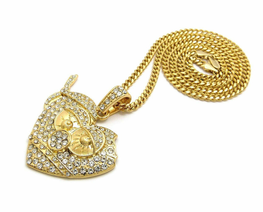 Iced Out Chief Keef Thot Breaker Pendant & 24" Cuban / Box / Rope Chain Hip Hop Necklace