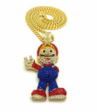 ICED OUT LAB DIAMONDS MARIO PENDANT & 6mm 30" BOX CUBAN CHAIN HIP HOP NECKLACE