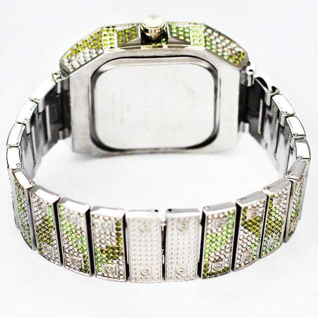 HIP HOP WHITE GOLD PLATED HIGH QUALITY LUXURY SQUARE BLING WRIST METAL WATCH