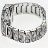 HIP HOP ICED WHITE GOLD PLATED HIGH QUALITY LUXURY SQUARE BLING WRIST METAL WATCH