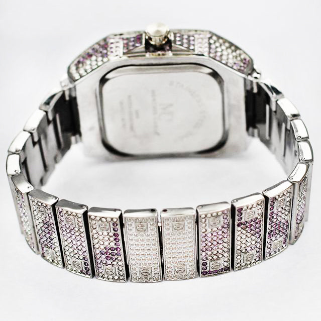HIP HOP ICED WHITE GOLD PLATED HIGH QUALITY LUXURY SQUARE BLING WRIST METAL WATCH