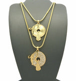 Iced Out 2 ROCAFELLA Pendant & 2mm 24",30" Box Chain 2 Necklace Set