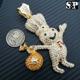 HIP HOP ICED OUT LAB DIAMOND GOLD PLATED RAPPER'S LARGE DOUGHBOY PENDANT