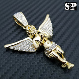 HIP HOP ICED OUT RAPPER STYLE LAB DIAMOND 14K GOLD PLATED BABY ANGEL PENDANT