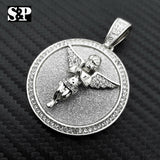 HIP HOP ICED LAB DIAMOND WHITE GOLD PLATED BABY ANGEL MEDALLION PENDANT