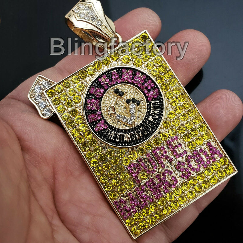 Hip Hop Iced Out Lab Diamonds Gold plated Large Pure Baking Soda Charm Pendant