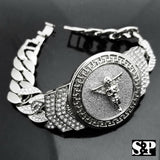 New Hip Hop White Gold Plated 8.5" CZ Full Iced Out Baby Angel Cuban Bracelet