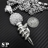 Iced Out Silver Tone MIC Hand Pendant & 6mm 30" Cuban Chain Hip Hop Necklace
