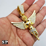 HIP HOP ICED OUT RAPPER STYLE LAB DIAMOND GOLD PLATED BABY ANGEL LARGE PENDANT