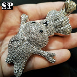 HIP HOP ICED OUT WHITE GOLD PLATED LAB DIAMOND RAPPER'S LARGE DOUGHBOY PENDANT