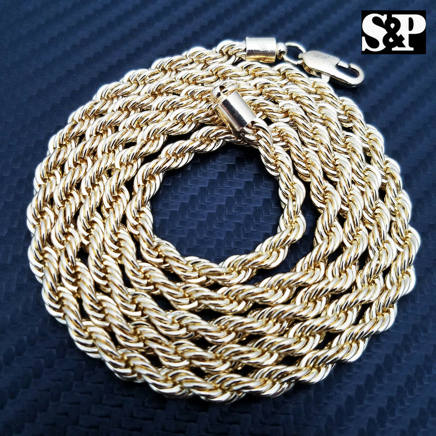 NEW HIP HOP 80'S RAPPERS 14K GOLD PLATED 5MM 30" ROPE CHAIN NECKLACE
