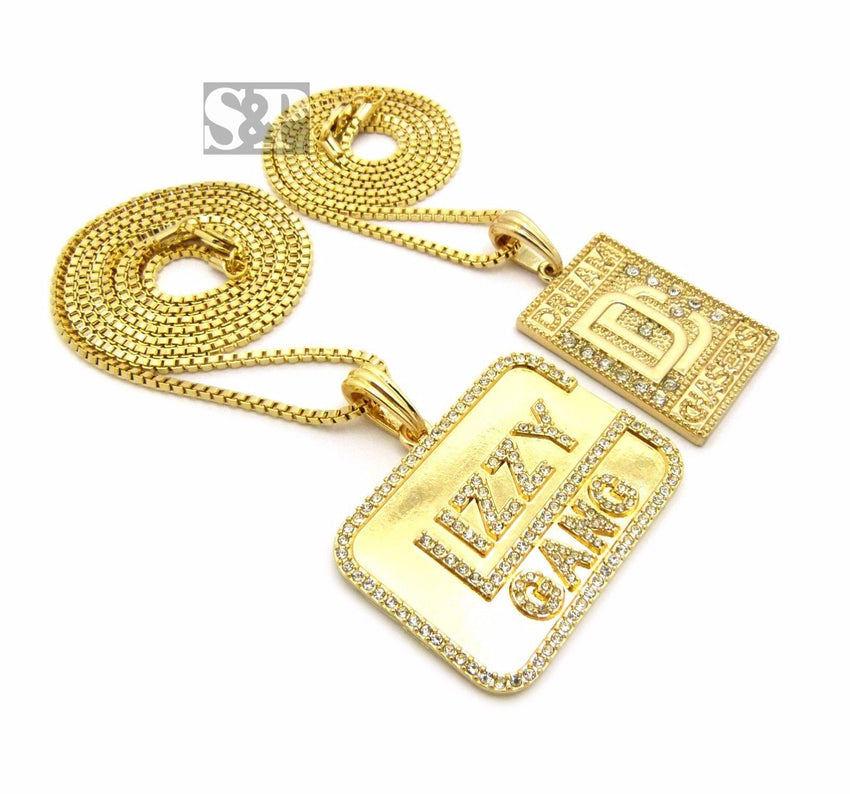 ICED OUT DREAM CHASERS & GLIZZY GANG PENDANT & BOX CHAINS NECKLACE SET