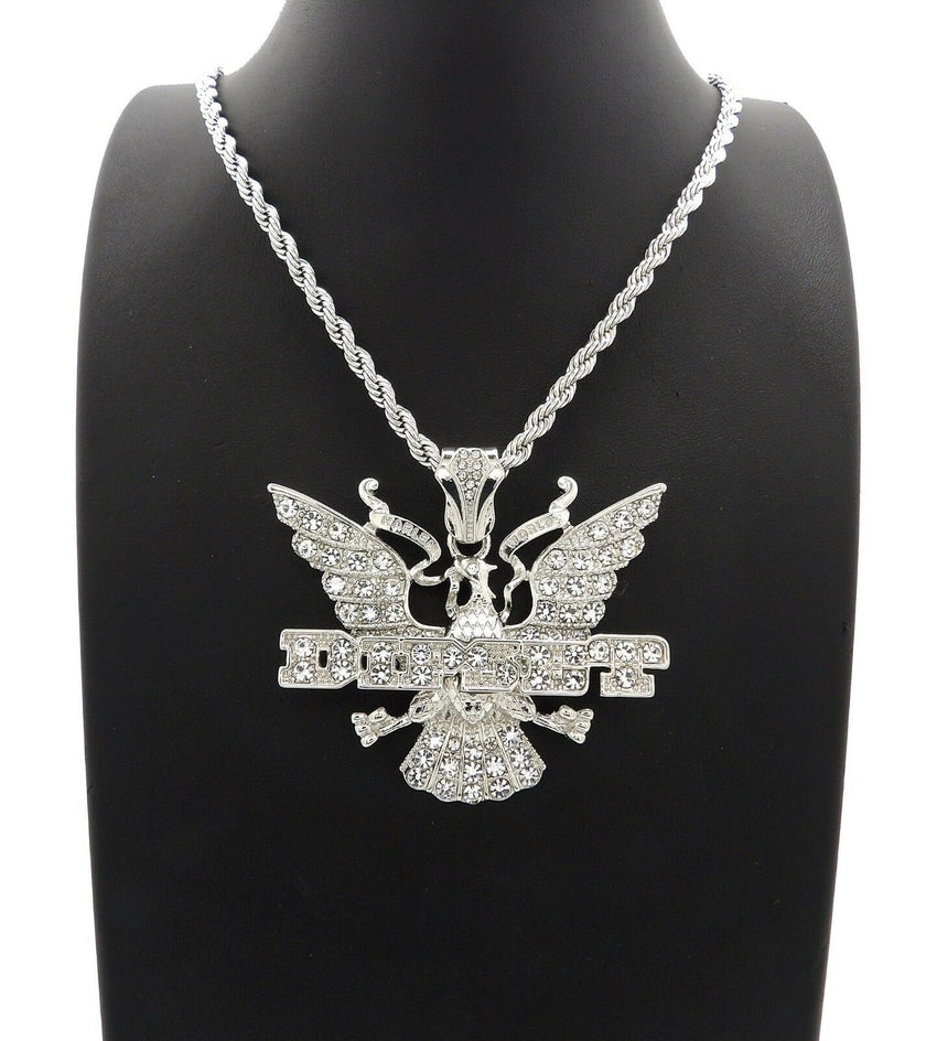 MaxBling81 Hip Hop Iced Lab Diamond Star Of David Pendant & 4mm 24" Rope Chain Necklace