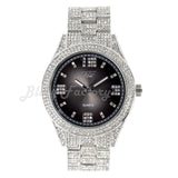 Hip Hop Iced Bling White Gold Plated NUMERAL INDEX Bling Lab Diamond Metal Watch