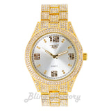 Hip Hop Iced Bling Gold Plated NUMERAL INDEX Bling Lab Diamond Metal Watch