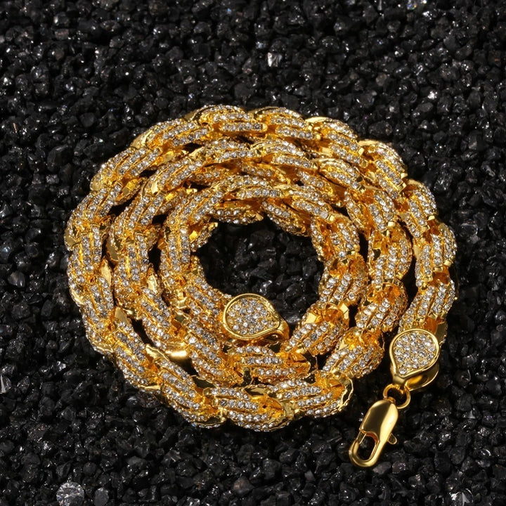 Hip Hop Jewelry Gold Silver Plated 10mm 18" 20" 24" Iced Rope Chain Fashion Bling Necklace