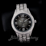 Hip Hop Iced Bling White Gold Plated NUMERAL INDEX Bling Lab Diamond Metal Watch