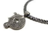 Hip Hop Iced Out Black ROCAFELLA Pendant & 18" 20" Iced Box Lock Cuban Chain Necklace
