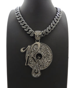 Hip Hop Iced Out Black ROCAFELLA Pendant & 18