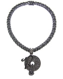 Hip Hop Iced Out Black ROCAFELLA Pendant & 18" 20" Iced Box Lock Cuban Chain Necklace