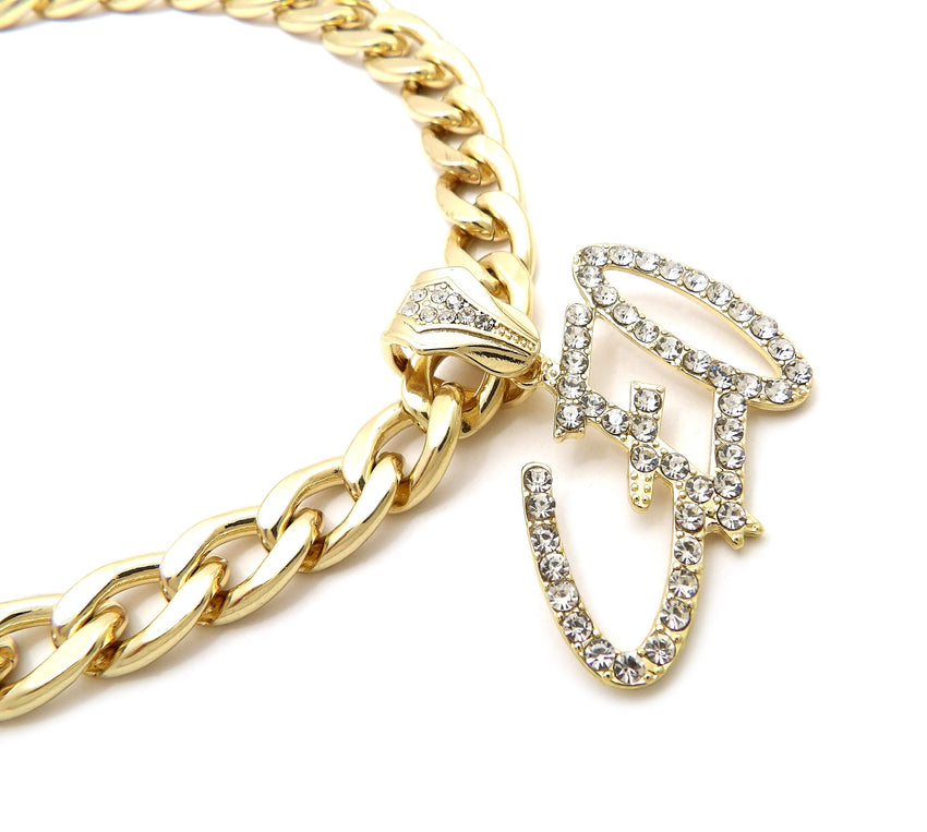 Iced Hip HOP CEO Bling Pendant & 11mm 18" 20" Cuban Choker Chain Necklace