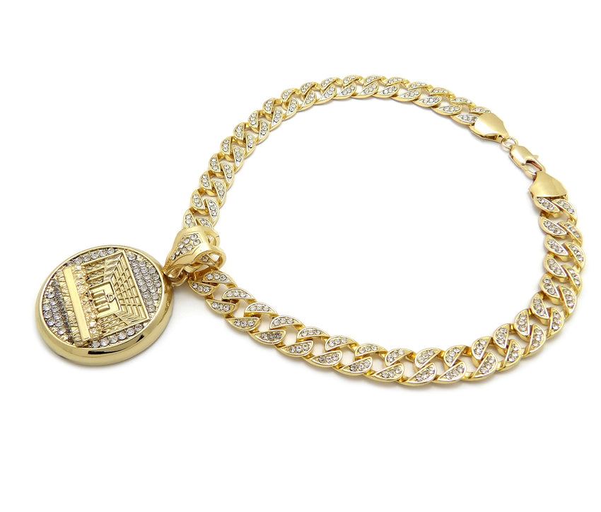 Hip Hop Last Supper Pendant & 10mm 18" 20" 24" Iced Cuban Chain Bling Necklace
