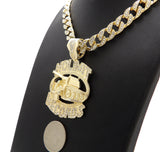 NOLIMIT RECORDS TANK Gold Plated Pendant & 10mm 18" 20" 24" Iced Cuban Chain Bling Necklace