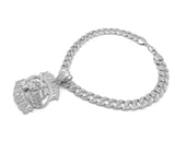 NOLIMIT RECORDS TANK White Gold Plated Pendant & 10mm 18" 20" 24" Iced Cuban Chain Bling Necklace