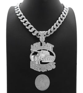 NOLIMIT RECORDS TANK White Gold Plated Pendant & 10mm 18