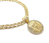 Hip Hop Gold Tone NBA YoungBoy 4KT Pendant & 10mm 18" 20" 24" Iced Cuban Chain Necklace