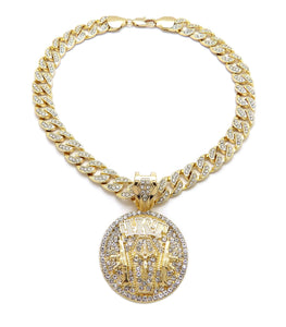 Hip Hop Gold Tone NBA YoungBoy 4KT Pendant & 10mm 18