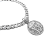 Hip Hop White Gold Tone NBA YoungBoy 4KT Pendant & 10mm 18" 20" 24" Iced Cuban Chain Necklace