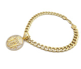 Hip Hop Gold Tone NBA YoungBoy 4KT Pendant & 10mm 18" 20" 24" 30" Cuban Chain Necklace
