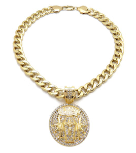 Hip Hop Gold Tone NBA YoungBoy 4KT Pendant & 10mm 18