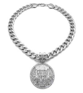 Hip Hop White Gold Tone NBA YoungBoy 4KT Pendant & 10mm 18