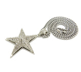 Silver PT Iced Large Star Bling Pendant & 6mm 24" 30" Cuban Chain Fashion Necklace