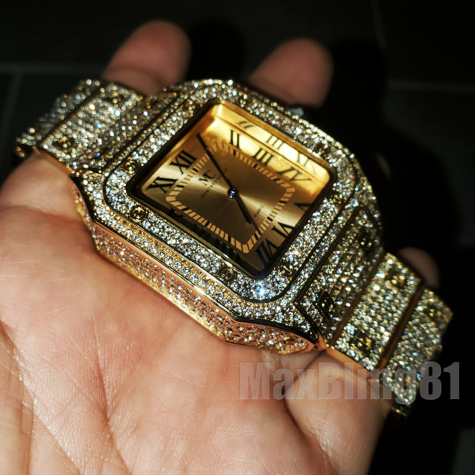Men Hip Hop Gold Plated Iced Bling Lab Diamond Luxury Style  display picture 2
