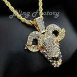 Gold PT POLO-G 1300 w/ 18" Iced Cuban & GOAT w/ 24" Rope Chain Hip Hop Necklace