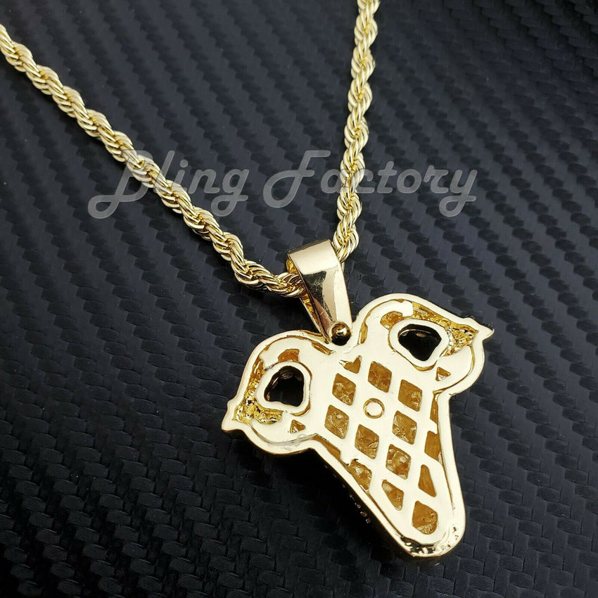 Gold PT POLO-G 1300 w/ 18" Iced Cuban & GOAT w/ 24" Rope Chain Hip Hop Necklace