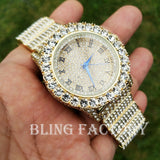 Men Hip Hop Iced Bling Gold PT Rapper's Lab Diamond Urban Metal Offset Watch