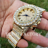 Men Hip Hop Iced Bling Gold PT Rapper's Lab Diamond Urban Metal Offset Watch