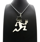 WHITE GOLD PT HIP HOP HATCHET MAN RUNNER & 2mm 24" BOX CHAIN NECKLACE