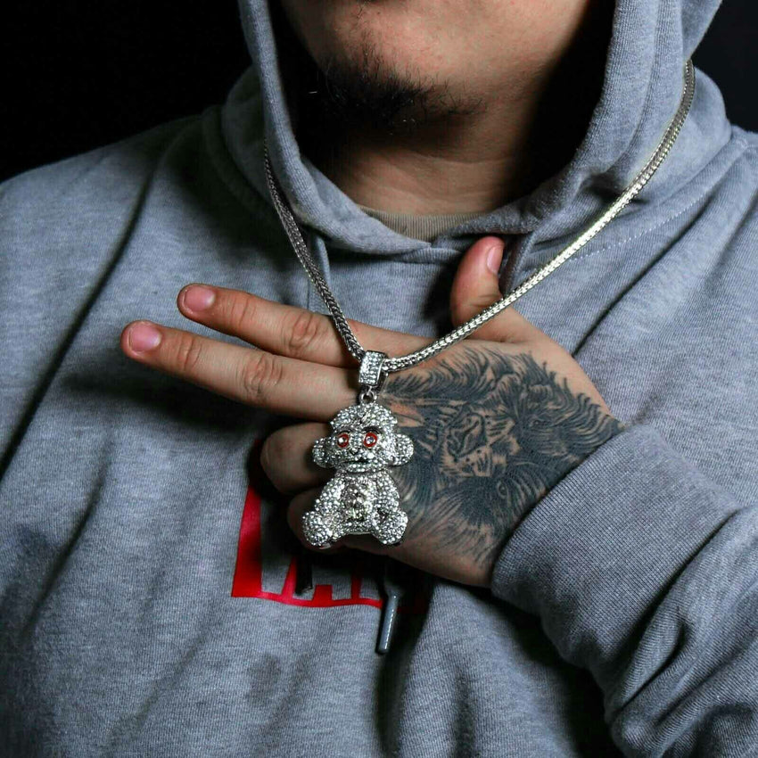 Hip Hop Iced Young BABY 38 NBA Monkey Pendant & 6mm 36" Franco Chain Necklace