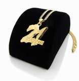 Gold Plated 21 Savage Piece Pendant & 4mm 24" Concave Cuban Link Chain Necklace