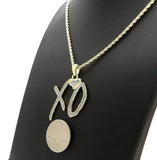 Hip Hop Glittered XO Gang Gold plated Pendant & 3mm 18" 20" 24" Stainless Steel Rope Chain Necklace