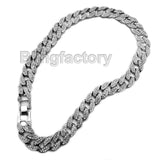 Hip Hop 6ix9ine Silver Plated Shark Pendant & 16mm 16" 18" 20" 24" 30" Iced Cuban Choker Chain Bling Necklace