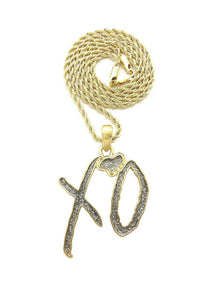 Hip Hop Glittered XO Gang Gold plated Pendant & 3mm 18